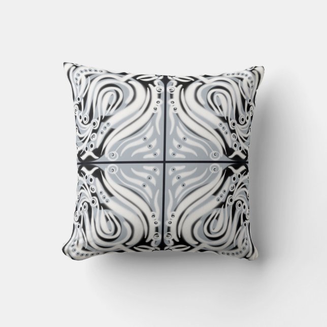 Coussin Motif Abstrait gris blanc gris (Recto)