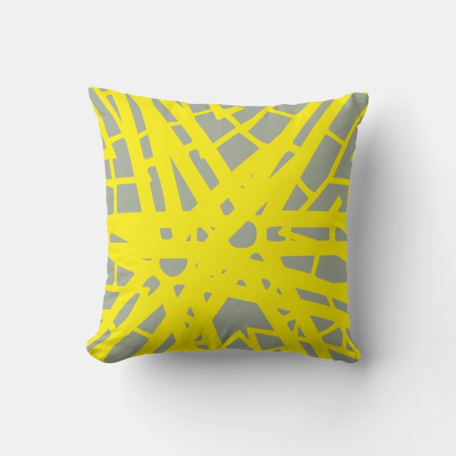 Coussin motif abstrait jaune et gris (Recto)