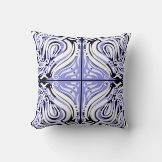 Coussin Motif Abstrait mauve noir blanc (Recto)