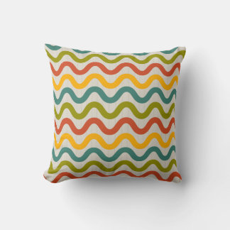 Coussin Motif Abstrait Minimaliste de Lignes Ondulées Colo
