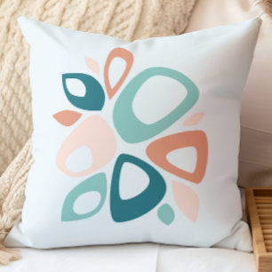 Coussin Motif Abstrait Moderne de Style Pêche Sarcelle Sau