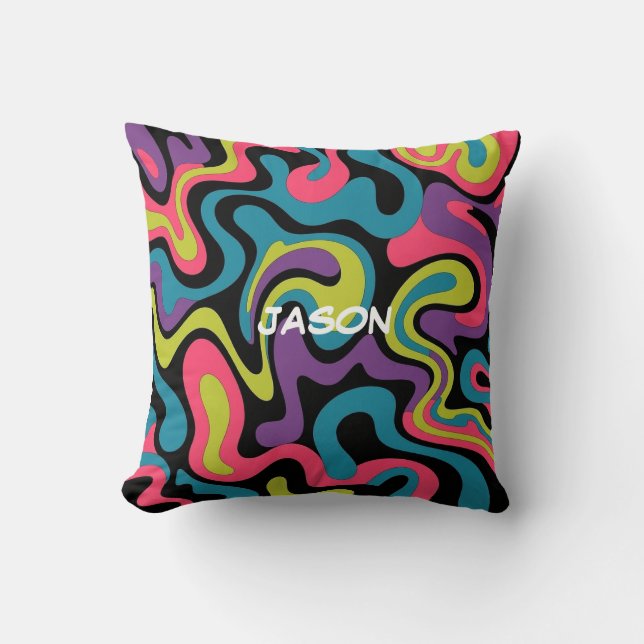 Coussin Motif Abstrait Néo Personnalisé — Design Rétro (Recto)