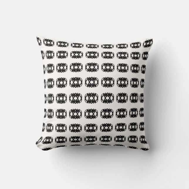 Coussin Motif Abstrait noir ovale sur blanc (Recto)