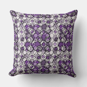 Coussin Motif Abstrait pourpre, gris et cercle noir