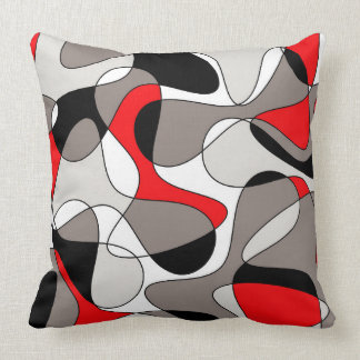 Coussin Motif Abstrait - rouge et gris.