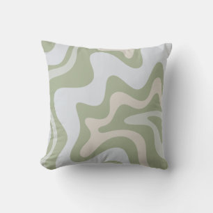 Coussin Motif Abstrait Trippy Retro Sage Green