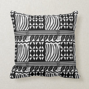 Coussin Motif Africain-Inspiré noir et blanc par KCS