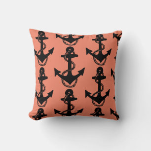 Coussin motif ANCRE chic et nautique  