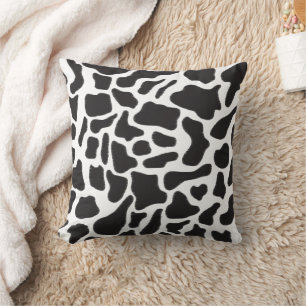 Coussin Motif animal à tache de vache noire et blanche