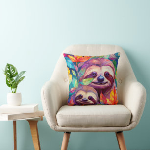 Coussin Motif animal cool - mignonne Sloth 1