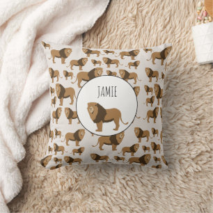 Coussin Motif animal de lions de jungle personnalisé