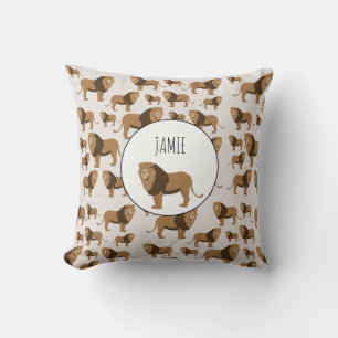 Coussin Motif animal de lions de jungle personnalisé