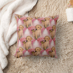 Coussin Motif animal de marionnettes du laboratoire jaune