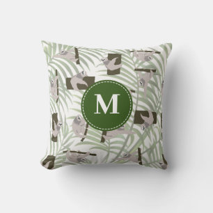 Coussin Motif animal mignon en forêt sauvage Monogramme