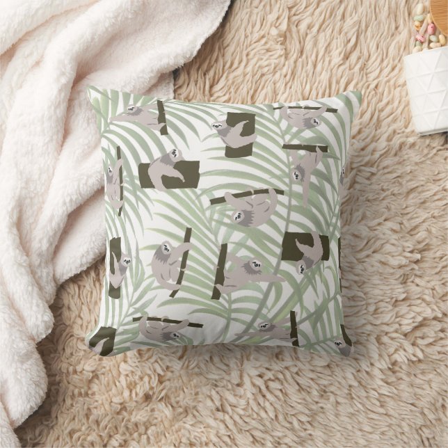 Coussin Motif animal mignon Sloth en forêt sauvage (Couverture)