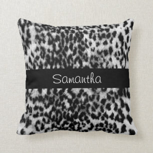 Coussin Motif animal, noir, blanc, monogramme