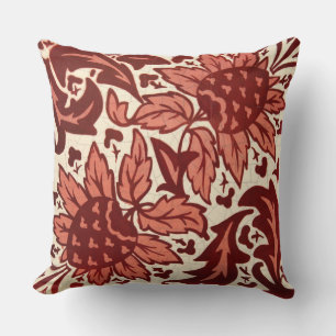 Coussin Motif Antique Fleurs Rouges et Fruits