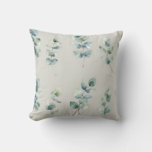 Coussin Motif aquarelle de feuilles d'eucalyptus