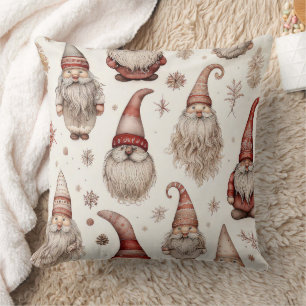 Coussin Motif aquarelle de gnome rustique vintage de jardi
