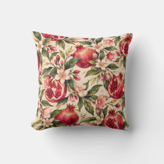 Coussin Motif aquarelle du jardin de grenade méditerranéen