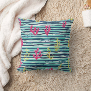 Coussin Motif aquarelle nautique rétro (1)