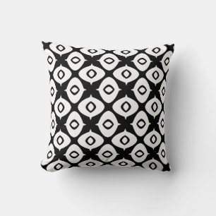 Coussin Motif arabesque symétrique noir et blanc gras