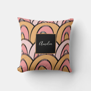 Coussin Motif Arc-en-ciel Groovy Orange Rose 