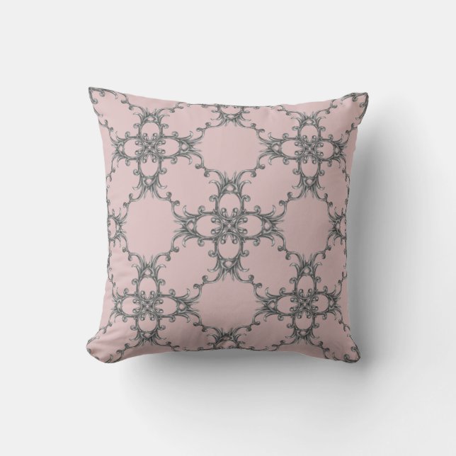Coussin motif argenté ornemental baroque (Recto)