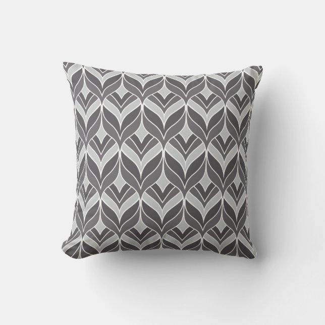 Coussin Motif Art déco blanc et gris (Recto)