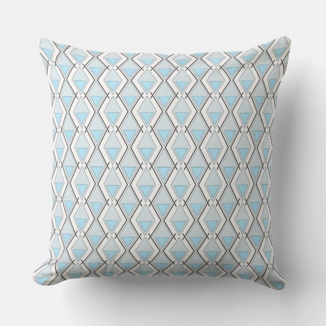Coussin Motif art déco géométrique bleu clair (Recto)