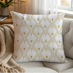 Coussin Motif art déco or et blanc sans couture 3