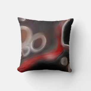Coussin Motif artériel : Noir, Blanc et Rouge Abstrait