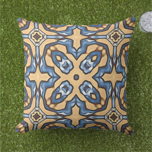 Coussin Motif artistique de carreaux bohème méditerranéen
