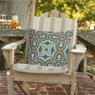 Coussin Motif artistique de carreaux boho méditerranéen ma