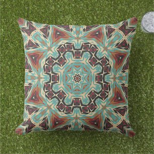 Coussin Motif artistique de carreaux boho méditerranéen ma