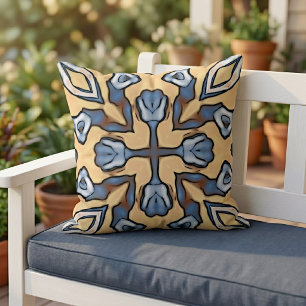 Coussin Motif artistique de carreaux boho méditerranéen ma