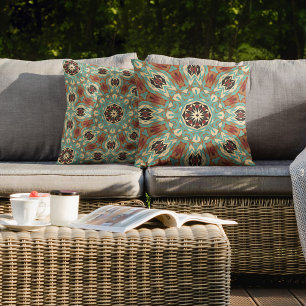 Coussin Motif artistique de carreaux boho méditerranéen ma