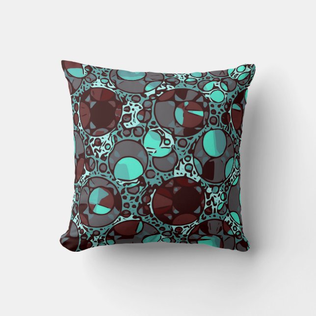 Coussin Motif au néon d'abrégé sur Bourgogne de turquoise (Recto)