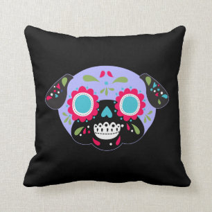 Coussin Motif avant simple de lavande de crâne de sucre d