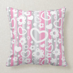 Coussin Motif avec des coeurs et des fleurs
