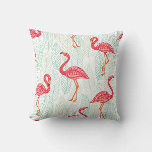 Coussin Motif avec des ornements flamands roses sur un fon