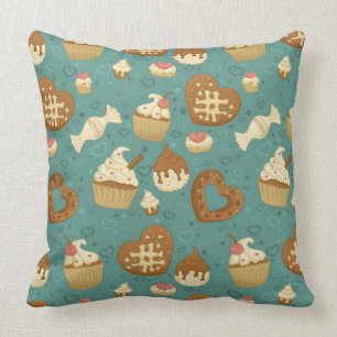 Coussin Motif avec des petits gâteaux et des sucreries