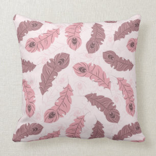 Coussin motif avec des plumes de paon