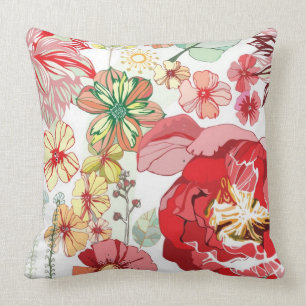 Coussin Motif avec les fleurs rouges