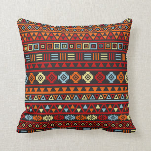 Coussin Motif aztèque de style - rouge bleu de jaune