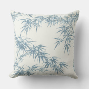 Coussin motif bambou bleu