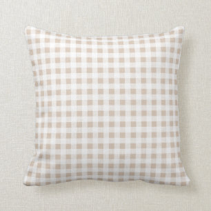 Coussin Motif blanc beige de guingan