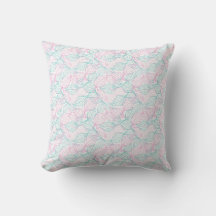 Motif blanc de feuilles stylisées rose et turquois