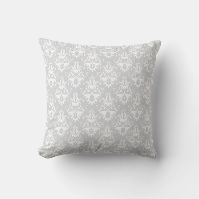 Coussin Motif blanc et gris de damassé (Recto)