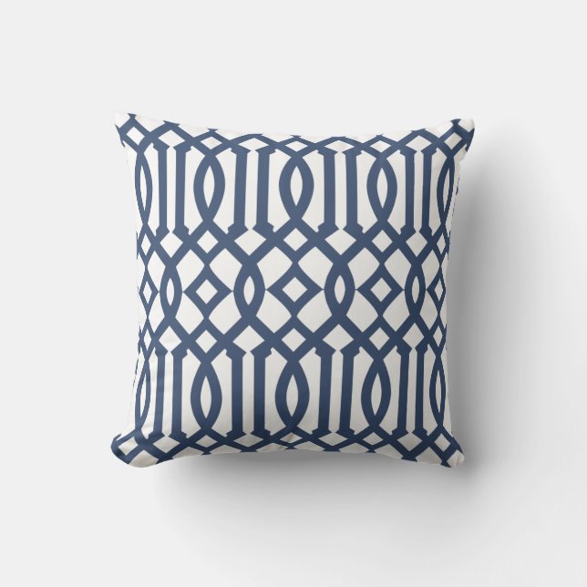 Coussin Motif blanc moderne et bleu marine (Recto)